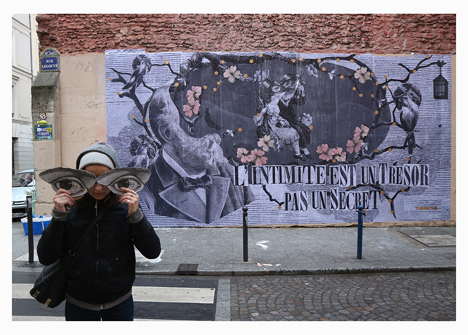 Madame streetart Paris, France, Fevrier 2018