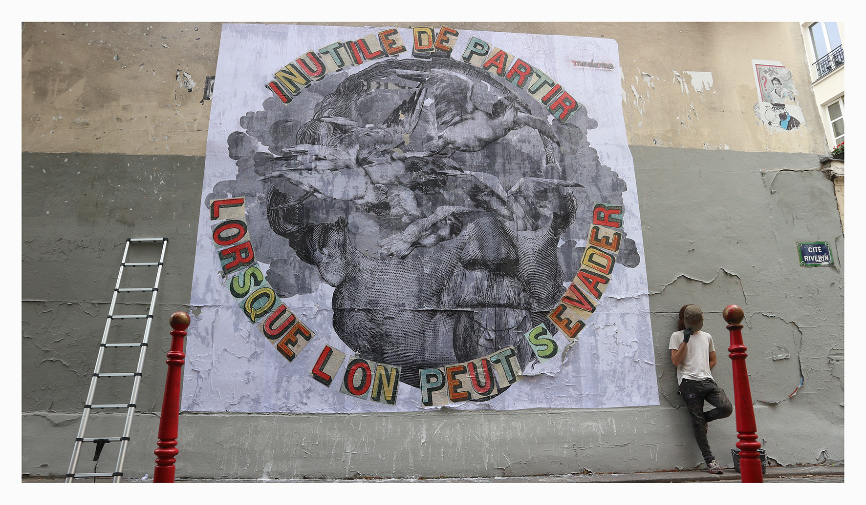 Madame streetart Paris, France, Aout 2018.