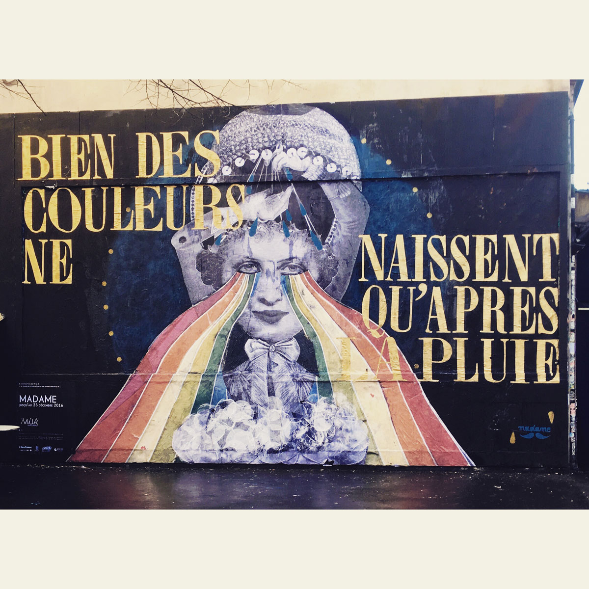 Madame streetart Paris, France, Decembre 2016