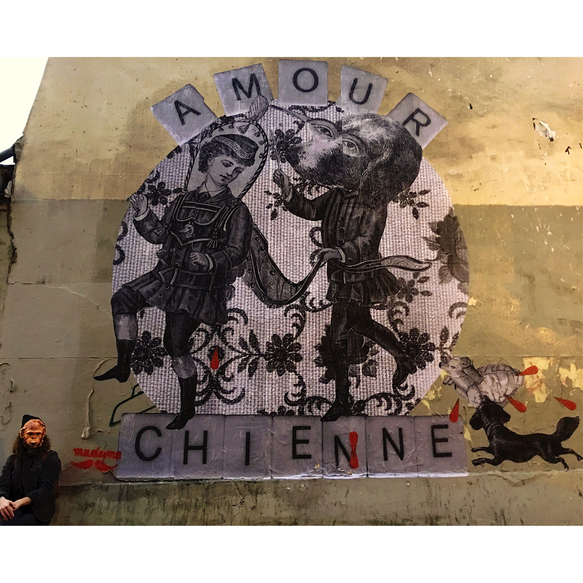 Madame streetart Paris, France, Janvier 2017